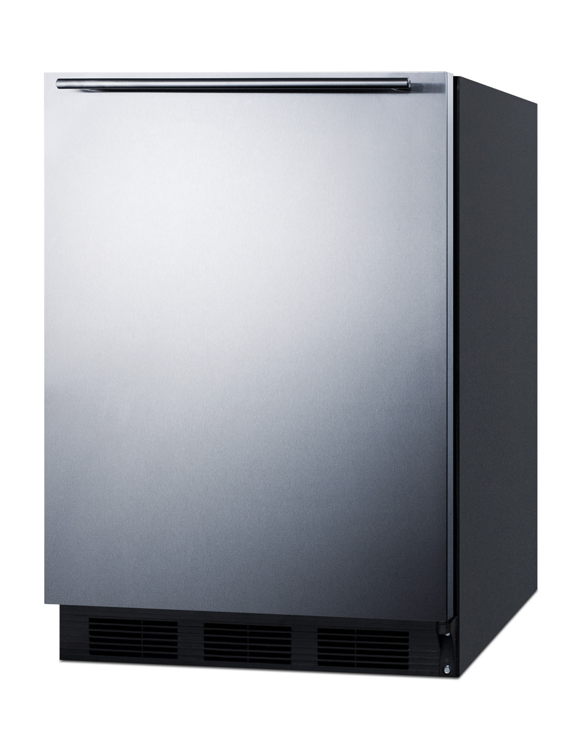 ADA compliant all-refrigerator for freestanding general purpose use, auto defrost w/SS door, horizontal handle, and black cabinet